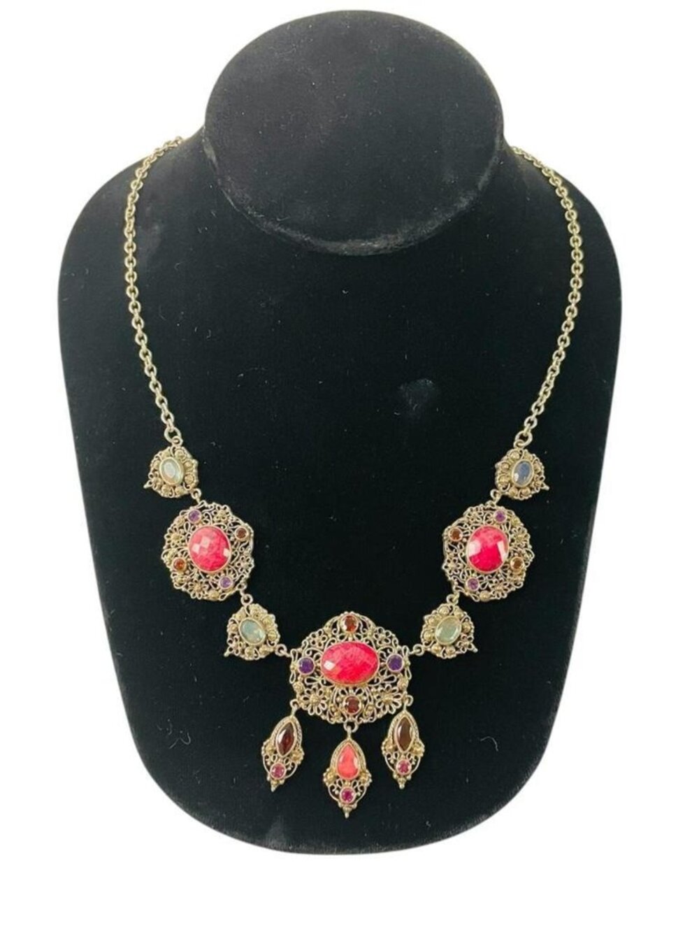 Nicky Butler Sterling Silver Faceted Ruby Red Corundum Statement Necklace